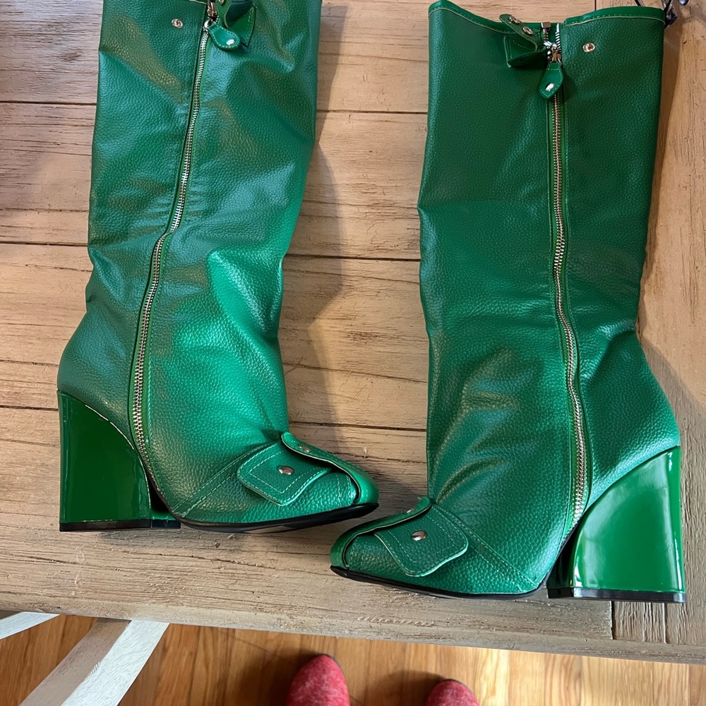 Green  Knee-High Boots